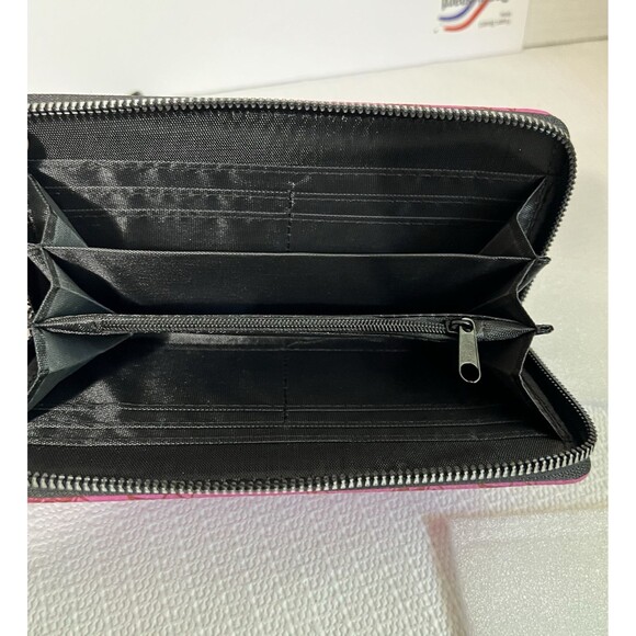Ed Hardy Zip Around Wallet Wristlet Pink Tiger Vegan Leather Card Slot Pockets - Picture 7 of 14